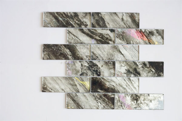 48x148mm Marble Strip Glass Tile Mosaic for Bathroom Wall Decoration Customized patterns Factory production