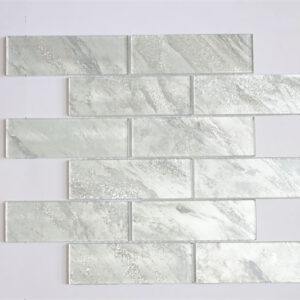 48x148mm White Glitter Glass Mosaic Tile for Bathroom Wall Decoration Thailand Factory production