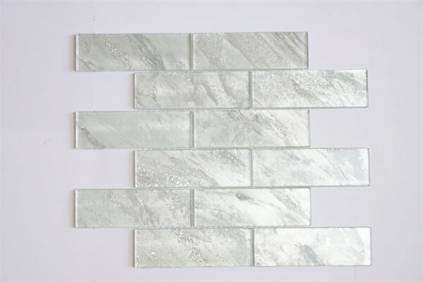 48x148mm White Glitter Glass Mosaic Tile for Bathroom Wall Decoration Thailand Factory production