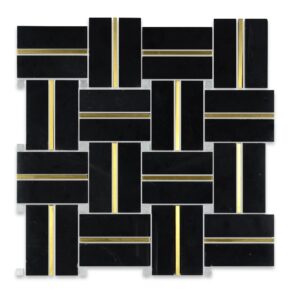 Black Marble and Rectangle Glass Mosaic Tile for Kitchen Bathroom Wall Decoration Tiles Factory Wholesale price
