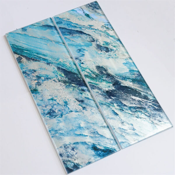 Blue Marble Glitter Glass Mosaic Tile Kitchen Bathroom Wall Tiles Swimming Pool Glass Tile