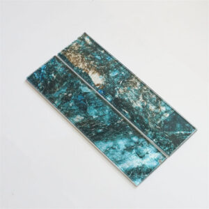 Blue Marble Strip Glass Tile Mosaic for Bathroom Wall Decoration Customized patterns Factory production
