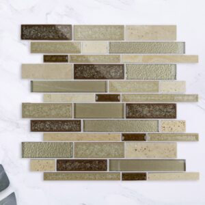Golden Rectangle Stone Glass Mosaic Tile Lndoor Kitchen Bathroom Wall Decoration Tiles Background Art Mosaic