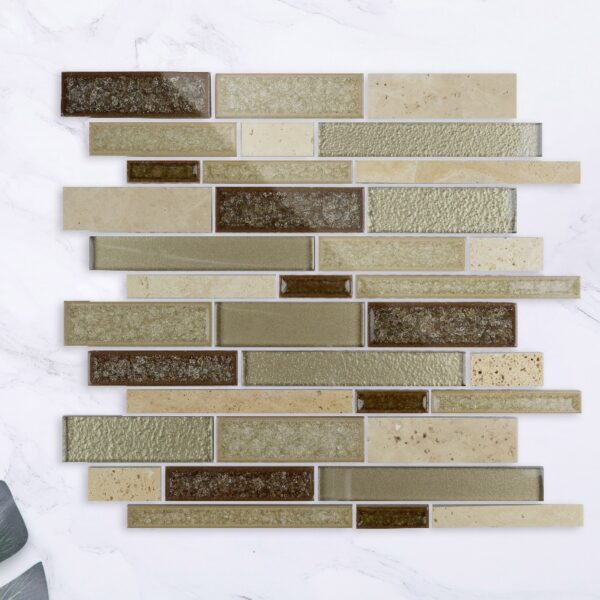 Golden Rectangle Stone Glass Mosaic Tile Lndoor Kitchen Bathroom Wall Decoration Tiles Background Art Mosaic