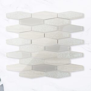 Grey Long Hexagon Stone Glass Mosaic Tile for Kitchen Bathroom Wall Decoration Tiles Stone Mosaic Factory