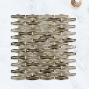 Hexagonal rhombus brown Glass Mosaic Tile Kitchen Bathroom Wall Decoration Tiles Factory Wholesale