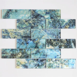 Lake blue Glitter Glass Mosaic Tile for Bathroom Wall Decoration Tiles Swimming pool Thailand Factory Wholesaler