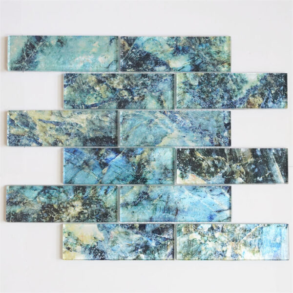 Lake blue Glitter Glass Mosaic Tile for Bathroom Wall Decoration Tiles Swimming pool Thailand Factory Wholesaler