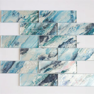 Lake blue Glitter Glass Mosaic Tile for Bathroom Wall Decoration Tiles Thailand Factory production