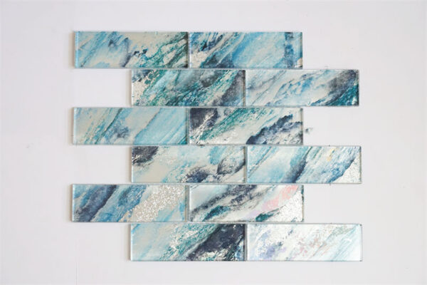 Lake blue Glitter Glass Mosaic Tile for Bathroom Wall Decoration Tiles Thailand Factory production