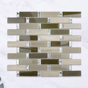 Rectangle brown Electroplating Glass Mosaic Tile Kitchen Bathroom Wall Decoration Tiles Factory Wholesale