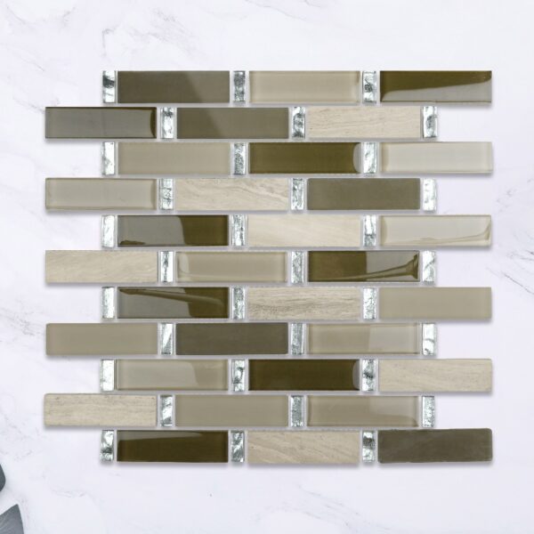 Rectangle brown Electroplating Glass Mosaic Tile Kitchen Bathroom Wall Decoration Tiles Factory Wholesale