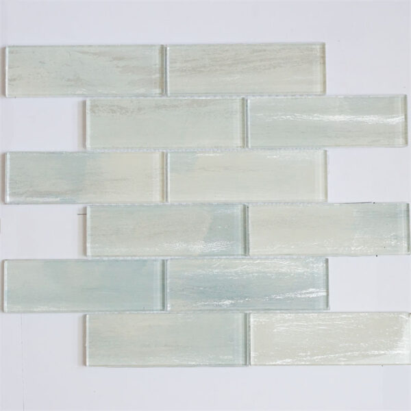 White Glitter Stripes Glass Mosaic Tile for Bathroom Wall Decoration Tiles Swimming pool Thailand Factory Wholesaler