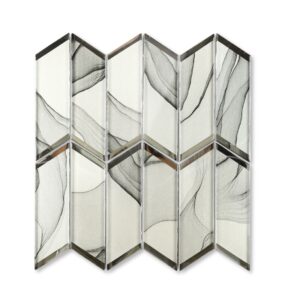 White Stone Arrow Glass Mosaic Tile for Kitchen Bathroom Wall Decoration Tiles Thailand Factory