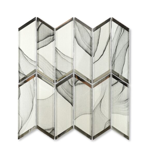 White Stone Arrow Glass Mosaic Tile for Kitchen Bathroom Wall Decoration Tiles Thailand Factory