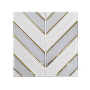 White gold edge parallelogram Glass Mosaic Tile Kitchen Bathroom Wall Decoration Tiles Factory Wholesale