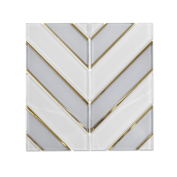 White gold edge parallelogram Glass Mosaic Tile Kitchen Bathroom Wall Decoration Tiles Factory Wholesale